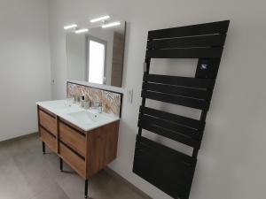 a bathroom with a sink and a mirror at Maison Saint-Pardoux in Friaudour +8 photos