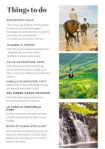 a flyer for things to do with a man riding a horse on the beach at Anba Solēy in Surinam