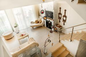 an overhead view of a living room at Sea View Beachfront Villa Maria in Gouves