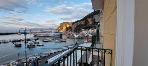 a balcony with a view of a harbor with boats at Capri Aquarium Friends in Capri