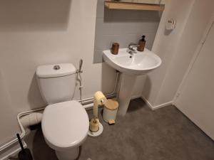 a bathroom with a toilet and a sink at Studio moderne 33m2 Design cosy Wi Fi gratuit in Courcouronnes +14 photos
