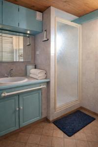 a bathroom with a shower and a sink at Les Champs d'Opale in Bréxent-Énocq