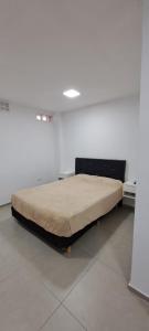 a bed in a room with a white wall at Apartament for 2 people - Jorge Two in Adrogue