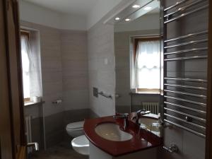 a bathroom with a sink and a toilet at Tobià de Barat in Pozza di Fassa