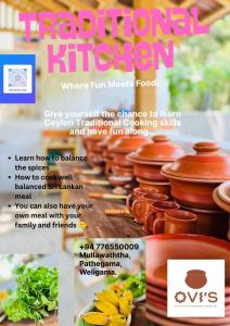 a flyer for a herbal kitchen with a bunch of jars of food at Ovis kitchen in Matara