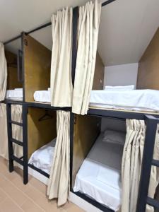 two bunk beds in a dorm room at La Paula Hostel in San Juan