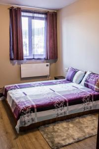 a bedroom with a large bed and a window at Tryavna Central Apartments-Relax in Tryavna