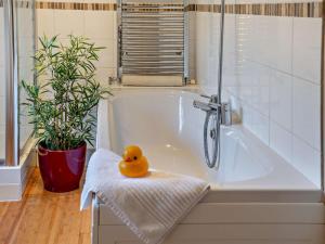 a rubber duck sitting on a towel in a bath tub at 3 Bed in Brecon oc-bn304 in Brecon +17 photos