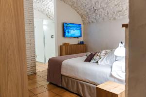 a bedroom with a bed and a tv on the wall at Hotel Boutique Monells Summum in Monells +117 photos
