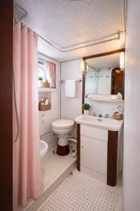 a bathroom with a toilet and a sink and a shower at Sea Panther in Il-Gżira