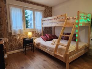 a bedroom with a bunk bed with a ladder at Luxy Room in Courseulles-sur-Mer