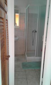 a bathroom with a shower and a sink at SOLEIL DES CARAÏBES in Pointe-Noire