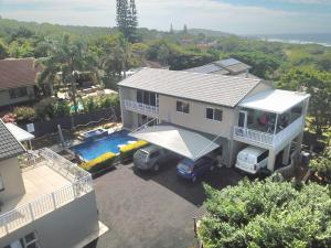 an aerial view of a house with a pool at Miskin Place Unit 3 in Pennington