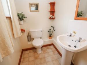 a bathroom with a toilet and a sink at Two Hoots in Falmouth +18 photos