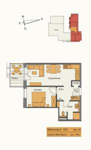 a floor plan of a house at Rodehuus Wohnung 2 in Borkum