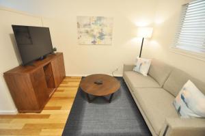 a living room with a couch and a television at The Austin Cool Condo in Austin