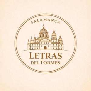 a logo of the basilica of sanremo with a drawing of the cathedral at Letras del Tormes in Salamanca +1 photo