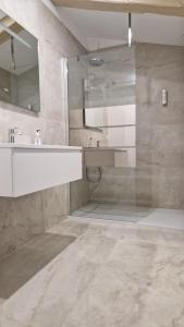 a bathroom with a shower and a sink and a mirror at Situation exceptionnelle HARMONY III in Carcassonne +55 photos