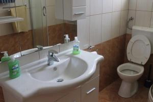 a bathroom with a sink and a toilet at The Sea House Jaz in Preko