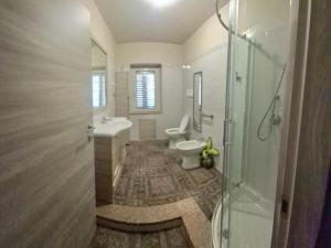 a bathroom with a toilet and a sink and a shower at Pintadera in San Giovanni +14 photos