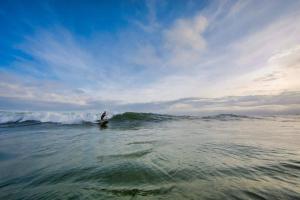 a person riding a wave on a surfboard in the ocean at Sand Dollar E201 in Pensacola Beach