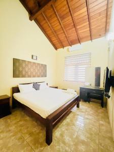 a bedroom with a large bed and a television at Sunset Point Beachfront Villa & Restaurant in Negombo +37 photos