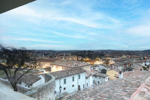 a view of a city from the castle at Il Ninfeo in Volta Mantovana