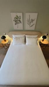 a white bed with two pillows in a bedroom at Domus Fidias in Rhodes Town