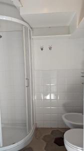 a bathroom with a shower and a toilet and a sink at Il Pollaio di Pilade in Lerici +5 photos