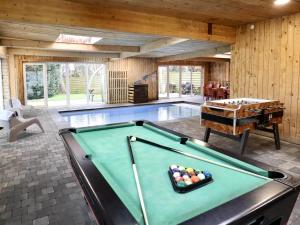 a pool table in the middle of a room with a pool table at Annexe in Sourbrodt