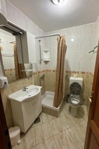 a bathroom with a sink and a toilet and a shower at Apartments by the sea Povljana, Pag - 3316 in Povljana +83 photos