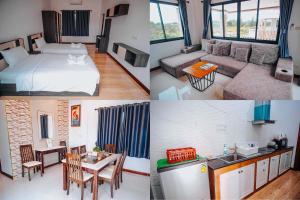 a collage of four pictures of a room at laboon pool villa Pranburi in Ban Nong Ban Kao