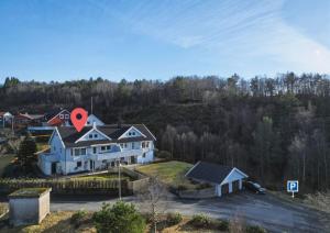 an aerial view of a house with a heart on the roof at The Nordic Loft in Bergen