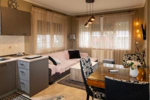 a living room with a couch and a table at Dimitris Apartment in Karditsa