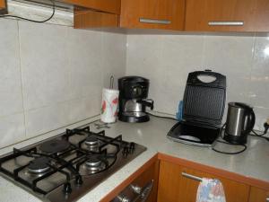 a kitchen counter with a stove and a blender at Apartment Pasman 1 in Pašman