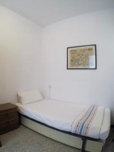 ブラナスにあるAiguaneu Sa Palomeraの壁に絵が描かれた部屋のベッド1台