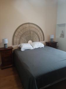 a bedroom with a large bed with two night stands at les ruffins in Saint-Jean-en-Royans