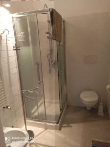 a bathroom with a shower and a toilet at Tenuta Patruno Perniola in Gioia del Colle