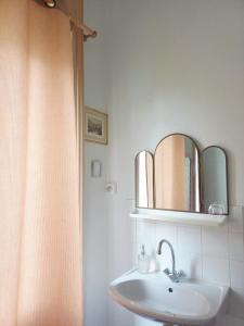 a bathroom with a sink and a mirror at La Petite Porte Verte in Bouilland +45 photos