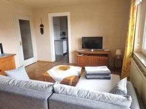 a living room with a couch and a tv at Ferienwohnung Toni in Freyung