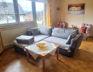 a living room with a couch and a table at Ferienwohnung Toni in Freyung