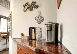 a coffee maker on a counter in a kitchen at Rivers Edge Lofts - Unit 4 in Niles