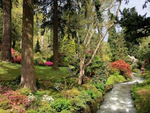 a stream in a garden with trees and flowers at 2 Bed in Rhyl oc-94036 in Kinmel Bay