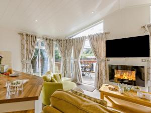 a living room with a fireplace and a tv at 2 Bed in Okehampton oc-74242 in Okehampton