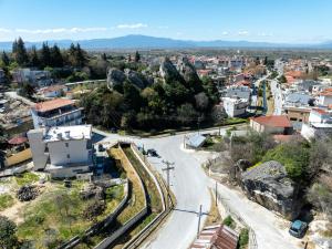an aerial view of a city with a street at Philoxenia House in Sidirokastro