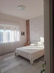 a bedroom with a bed and a large window at Giada Rooms appartments in Peschiera del Garda