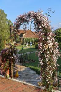 an arch covered in flowers with a duck under it at Casa dos Avós in Parceiros da Igreja