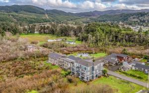 an aerial view of a home in the mountains at Lakeside Haven in Rockaway Beach