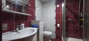 a bathroom with a toilet and a sink and a shower at Bar Central Point - 2BR Apartment in Bar +13 photos