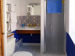 a bathroom with a sink and a toilet at Juniper - 28060 in Wheddon Cross